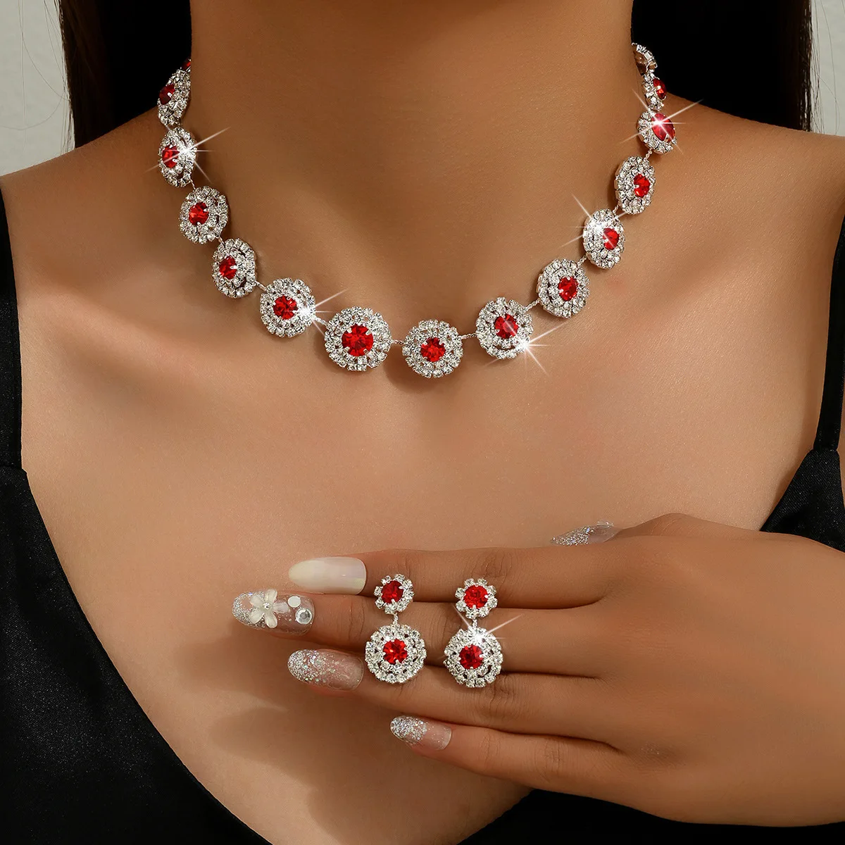 Luxurious White Cubic Zirconia Jewelry Sets for Brides