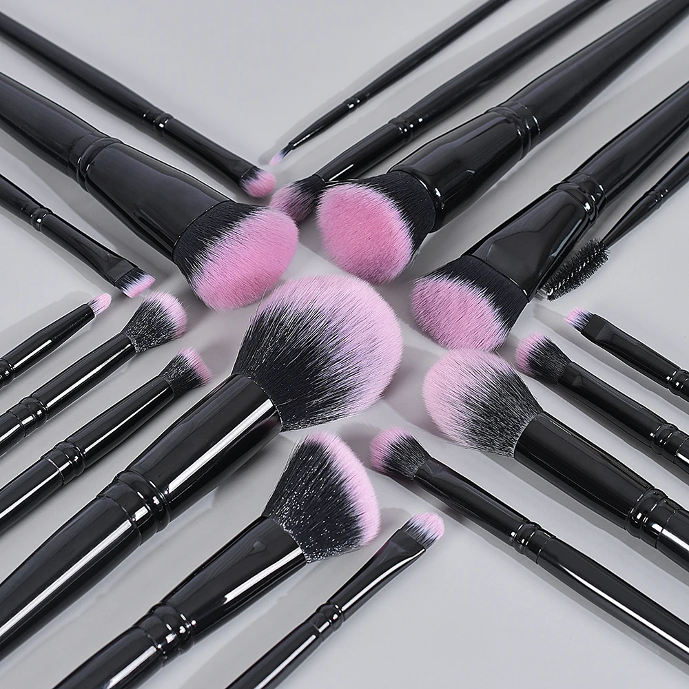 BUEART 18pcs Vegan hair Purple pink Rose makeup brush Set custom logo with private label with box and brush holder package
