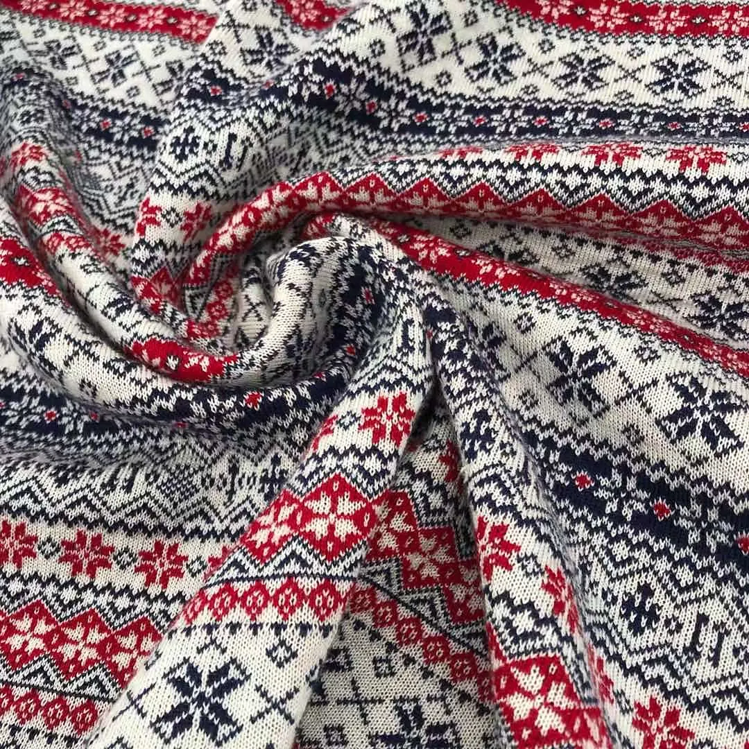 Production of custom shoe tube wool cloth down jacket jacquard rib knitted jacquard fabric