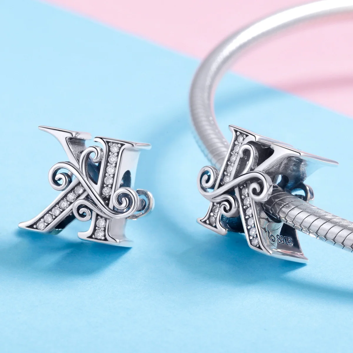 Qings Jewelry Hot Selling Letter Charms 925 Sterling Silver Alphabet Pendant For Jewelry Making