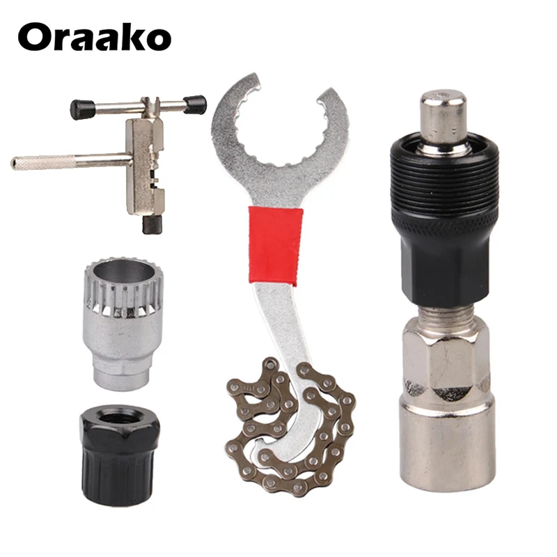 Drop Shipping 5 In 1 Bottom Bracket Removal Tool Wrench With Chain Tail Hook Tubeless Tire Bicycle Tool Kit Repair Set