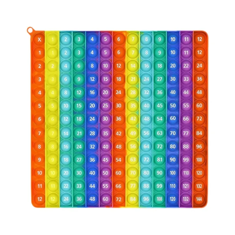 Silicone Push Bubble Fidget Pop Toys Phonics 1-200 Counting Numbers 9x9 Math Multiplication Pop Fidget Toy