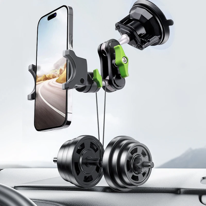 LanParte Metal Car Phone Holder Flexible Double Ball Head Arm Twist Lock Suction Cup Mount for Car Navigation Video Shooting