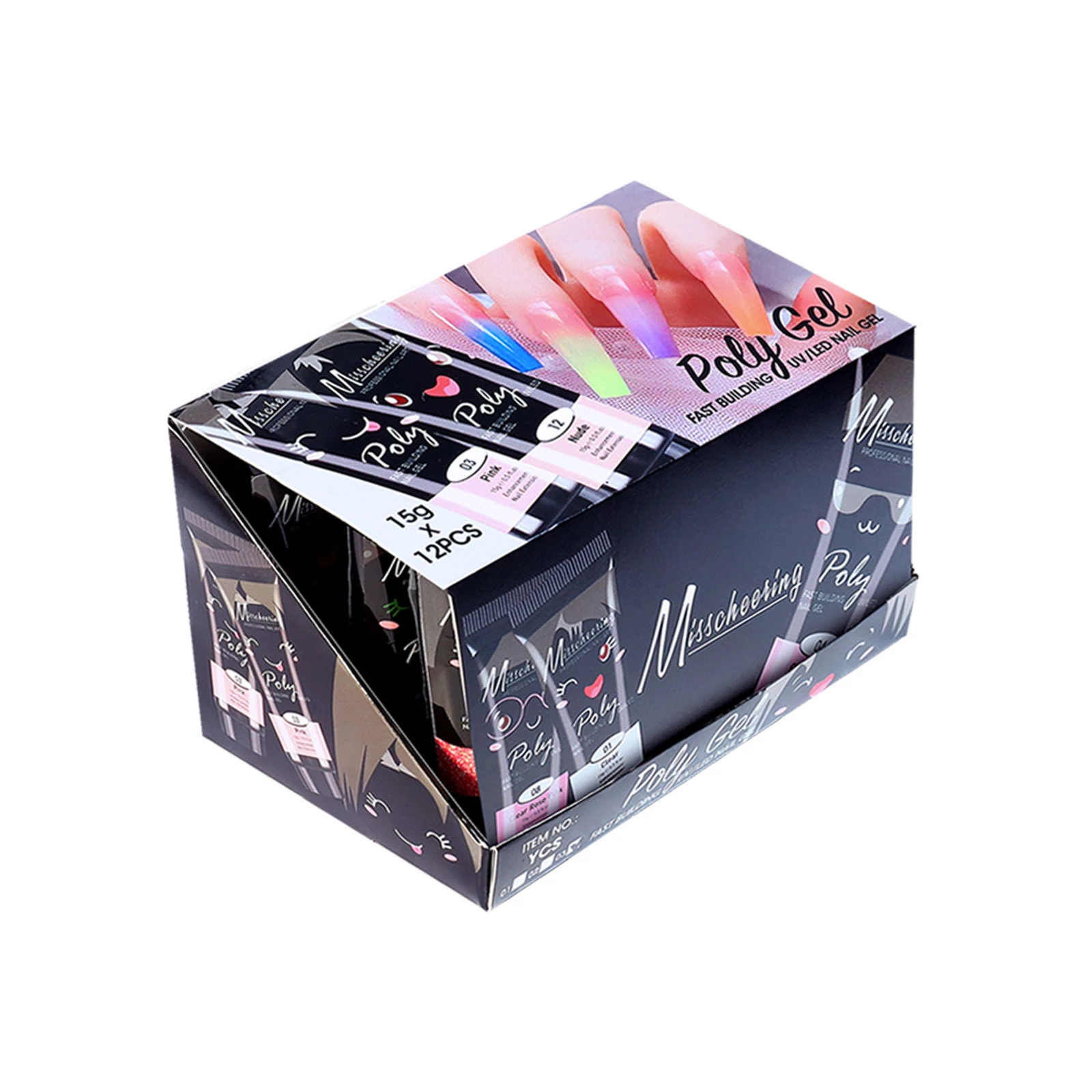 12pcs kit acrylic Nail Extension gesl new arrival professional nail poly hard gel