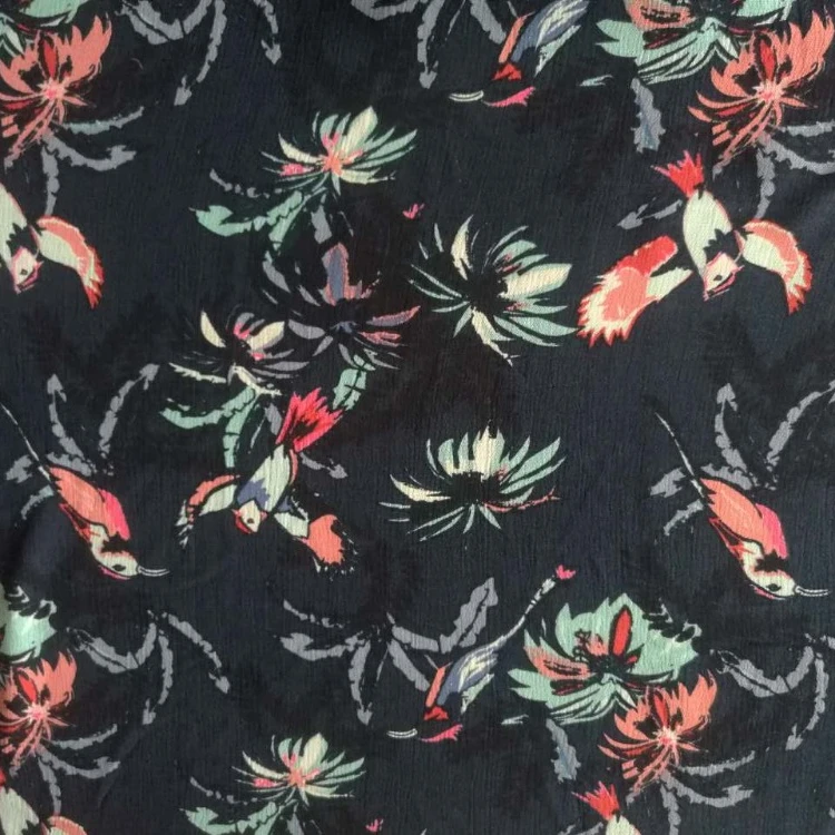 100% вискоза/вискоза, гофрированная ткань с принтом, 30*24, тканый креп