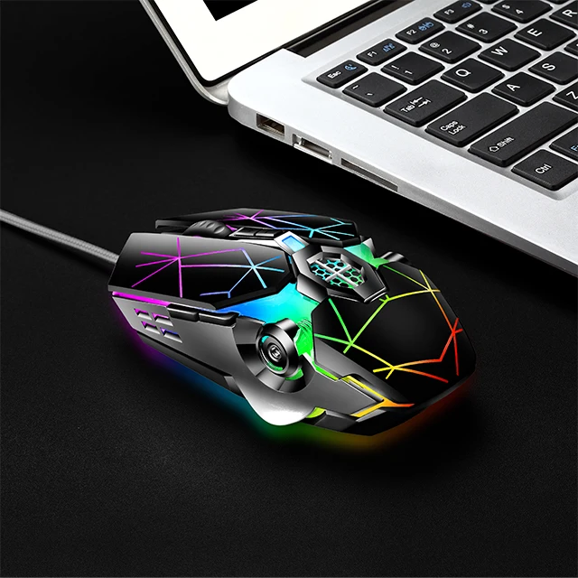 AIWO OEM Programmable 7 Color Breathing Lamp Usb Wired Optical Mechanical New Gamer Gaming Mouse For Laptop Computer PC