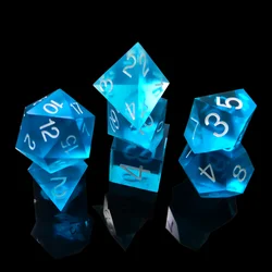 Super Sharp Gamer Dice Set of 7 D4 D6 D8 D10 D12 D20 Handmade Starry Sky Blade Games Metal Dice Resin Polyhedral Backgammon Dice