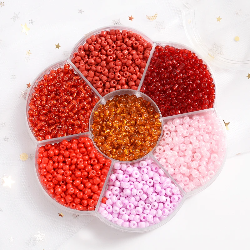 
Approx 3600Pcs 7 Grid Red Series Czech Crystal Glass Seed Beads Round Loose Beads For DIY Necklace Bracelet Jewelry Making Boxed 