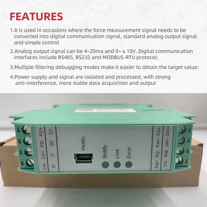 T098D Digital output 0-10V/4-20mA RS484  Load cell transmitter A/D modules