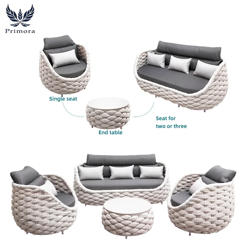 Garden Furniture Outside Balcony Aluminum rattan teak wood Patio Garden Out Door Outdoor Sofa Furniture outdoor Set waterproof