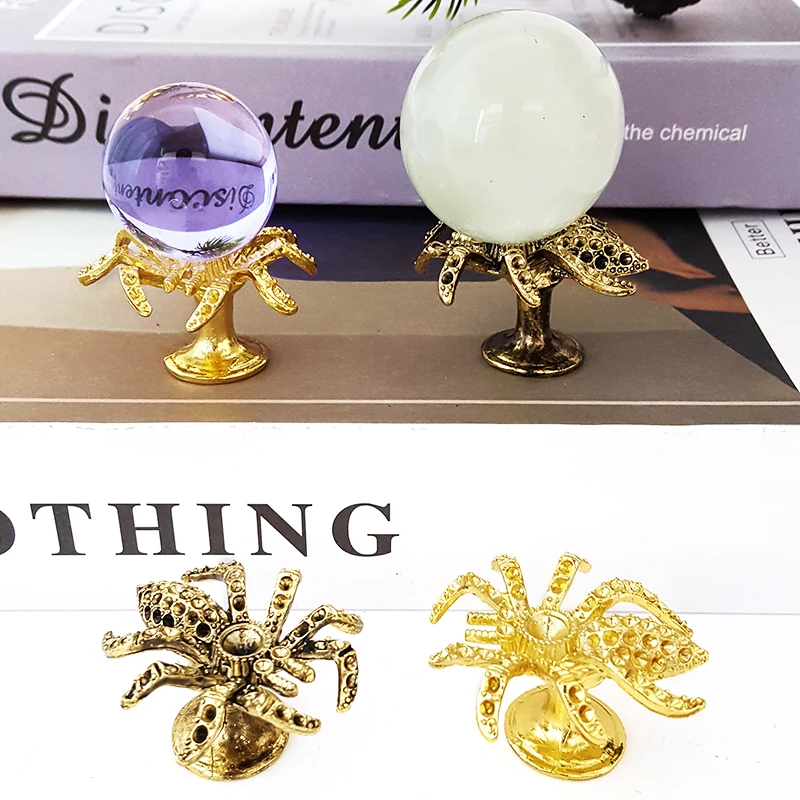 Creative 3D Metal Spider Crystal Ball Holder Home Decor Tabletop Ornament Crystal Sphere Stand