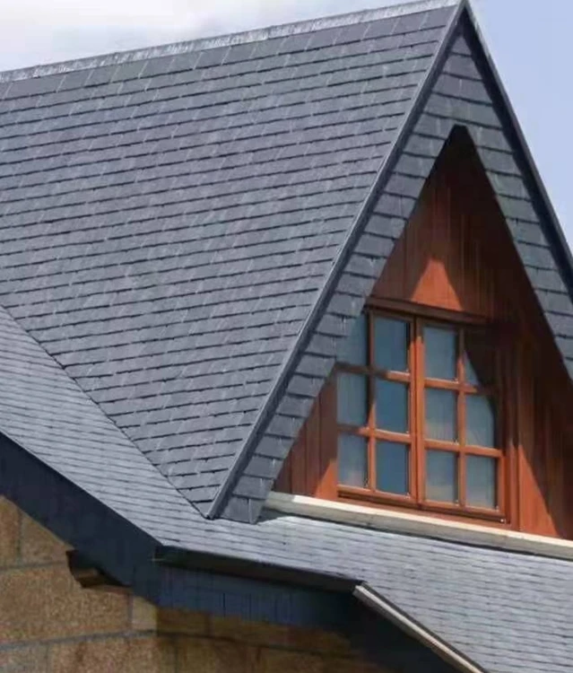 Apartment 40*25 m Square Roofing Tiles Black Slate Roof Tiles On Shingle