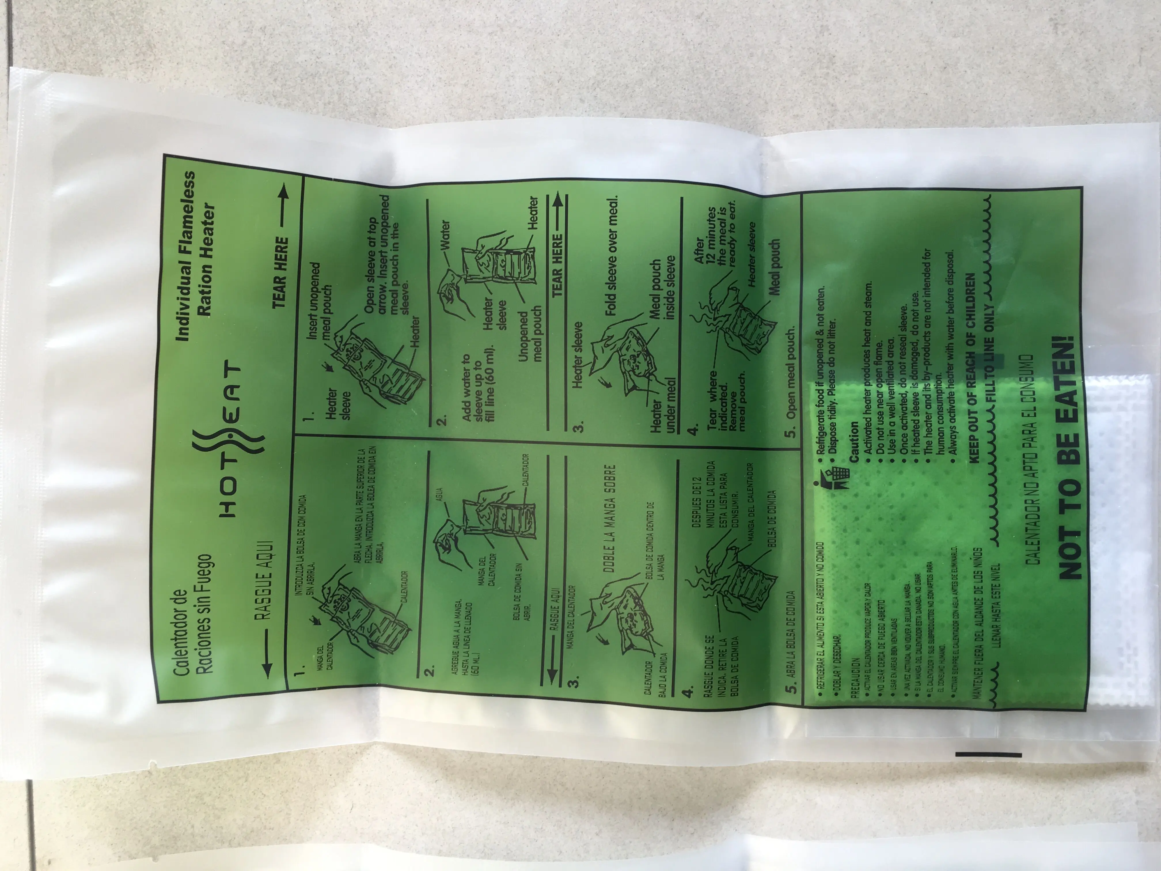 Flameless Ration Heater for military MRE food and outdoor camping