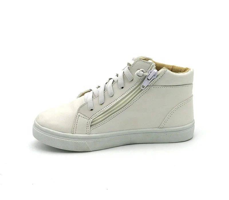Zipper Closure Faux Leather Upper Three Stars Trim Comfortable Popular High Top Girls Sneakers