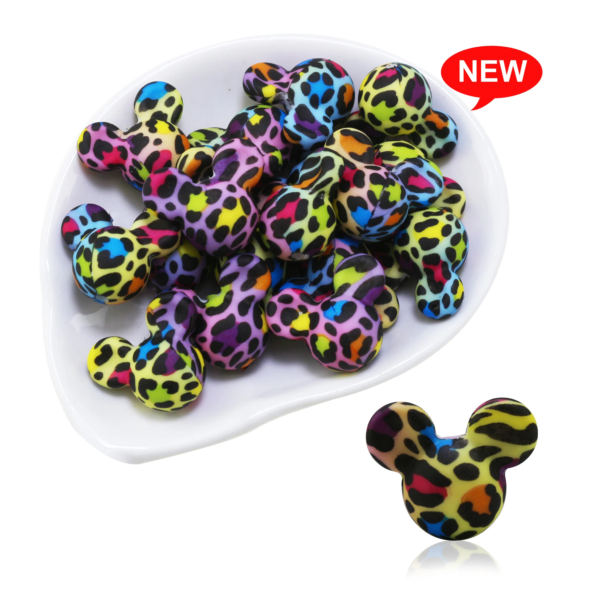 2024 дизайнерские силиконовые бусины с леопардовым принтом