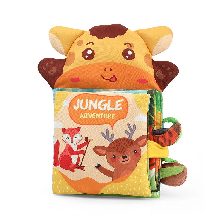Touch And Feel Crinkle Books Animal Tail Tactile Fabric Activity Book Soft Cloth Hand Puppet Book For Toddles Jungle Adventure