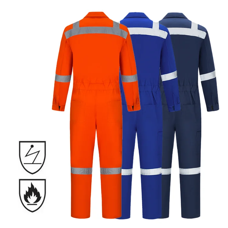 Custom Logo Fire Resistant Overall Mining Construction Safety Clothing Suits Workwear Uniform FRC FR Flame Retardant Coverall