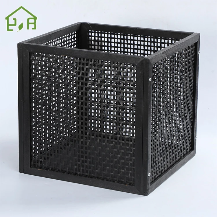China supplier friendly handmade wooden bamboo square storage box sundries storage basket cabinet basket customized