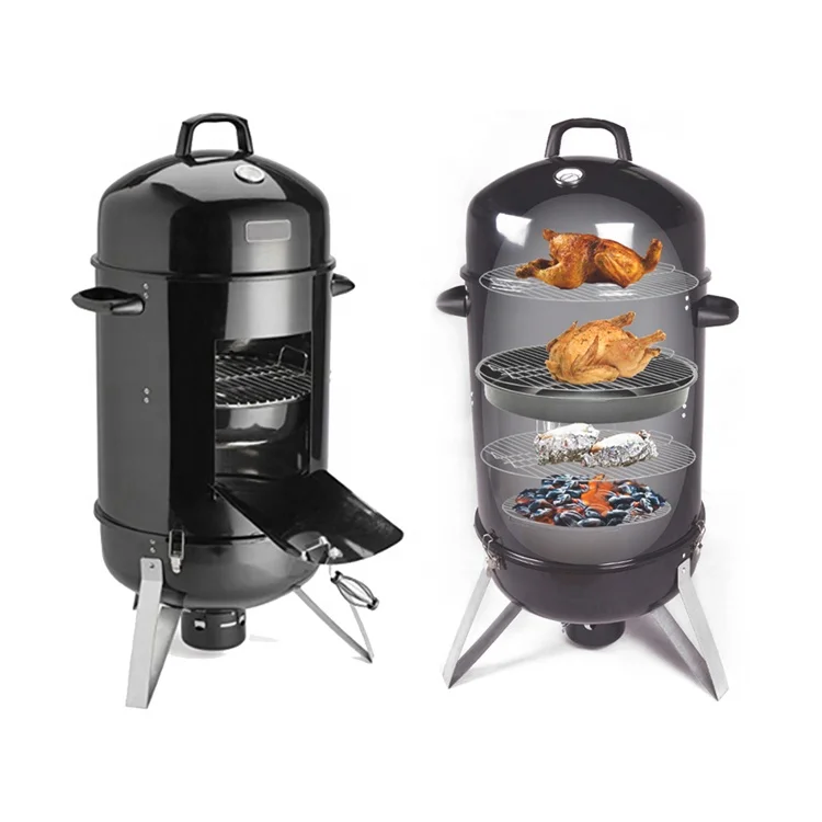 Top Quality Garden Outdoor Black Barrel 18-inch Charcoal Smoker BBQ Grill