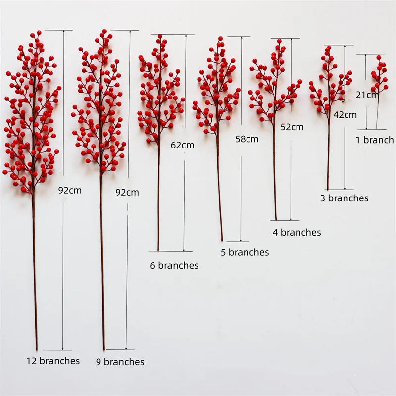 New Christmas Accessories Home Decoration Artificial Red Fruit Berry Picks Arrangement Simulation Artificial Red Berries