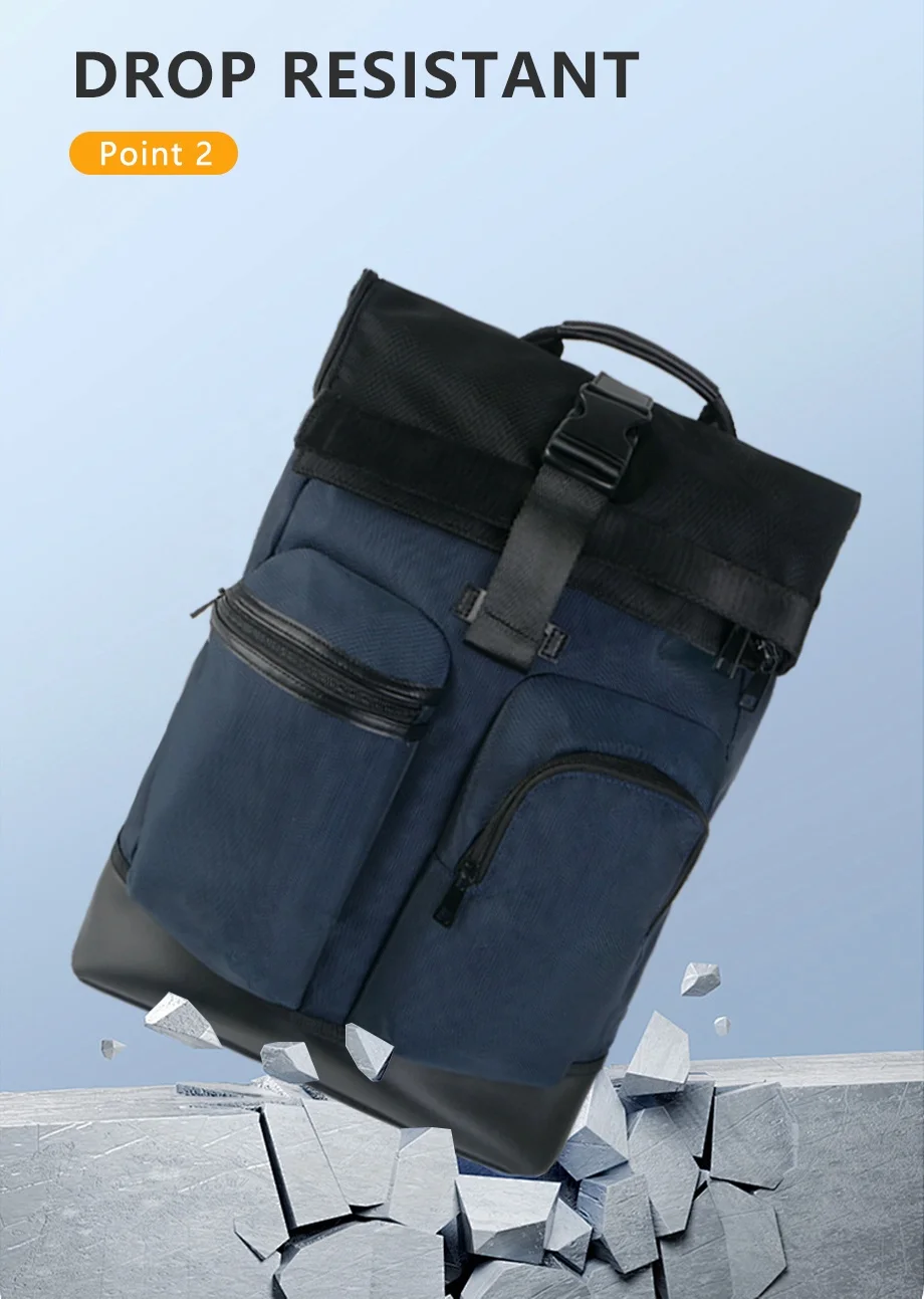 Multi Function Roll Top Compact Daypack 15.6 inch waterproof Computer Pack School Laptop Backpack USB Bag for travelling