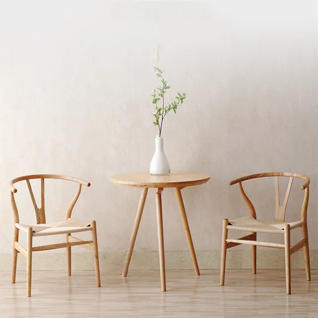 Wishbone Chairs Hand Weaving Courtyard  Outdoor Wood Chair Leisure Simple Ash Wood Material Wood Cane Chair