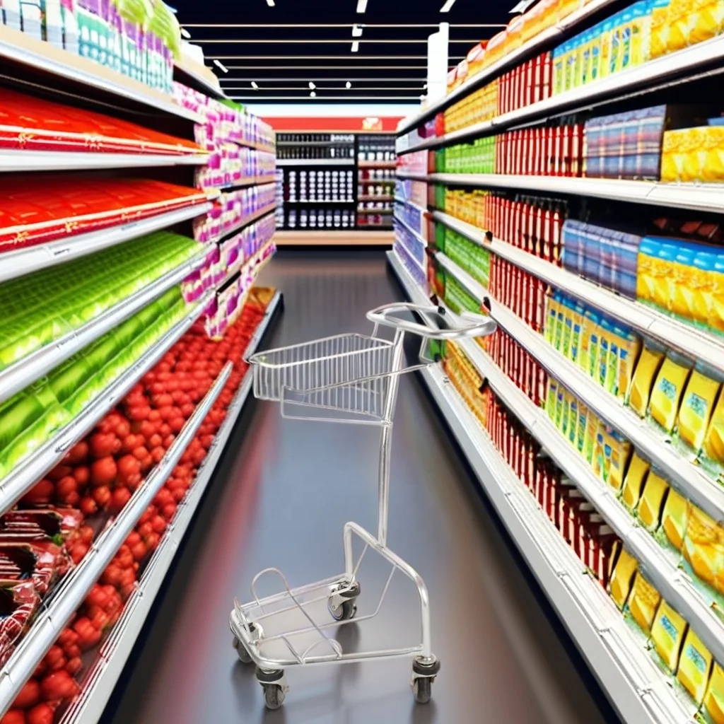 Supermarket shopping trolley, convenience store shopping cart, hand push cart for shopping