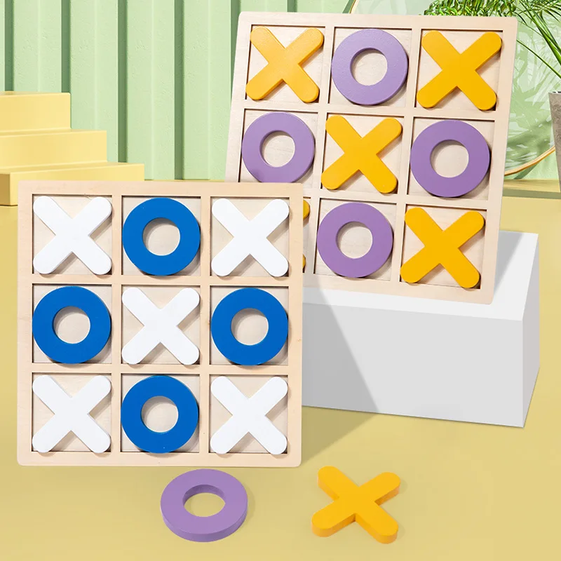 Оптовая продажа деревянная доска Tic Tac Toe XO настольная игрушка классические Семейные игры строительные блоки интерактивные шахматные игрушки