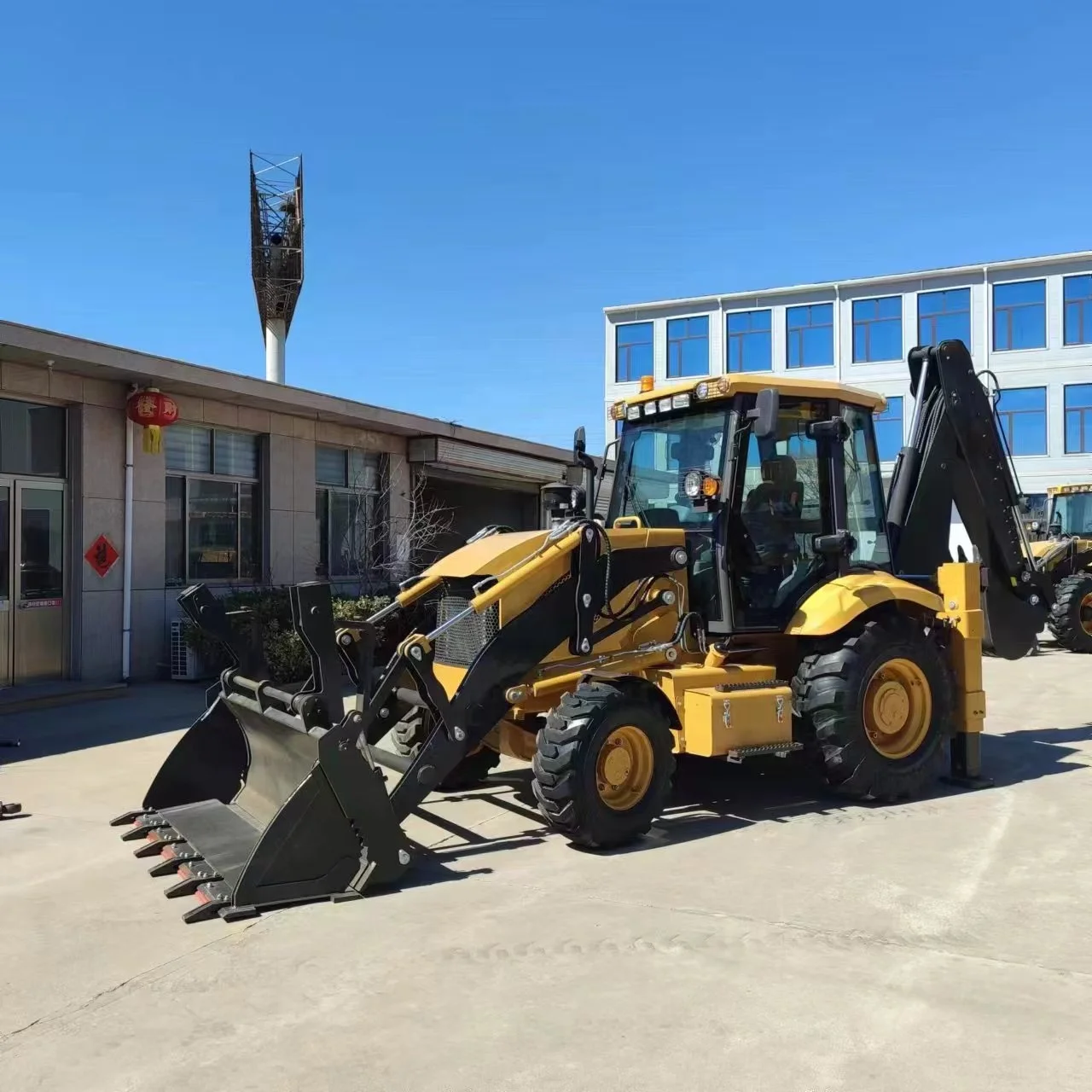 China Cheap Hydraulic Compact Rubber Tire Wheel Loader With Cabin Excavator Backhoe For Tractor