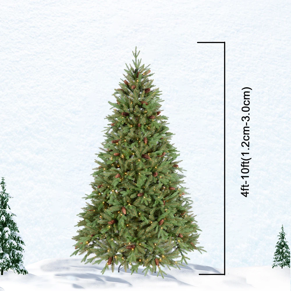 FP Model 6 7 8Ft Green PE Mixed PVC Artificial Christmas Tree With Pinecone