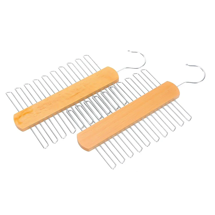 High Quality Hot Selling Tie Hanger Multi-Hook Men Belt Scarf Hanger Wooden Tie Rack