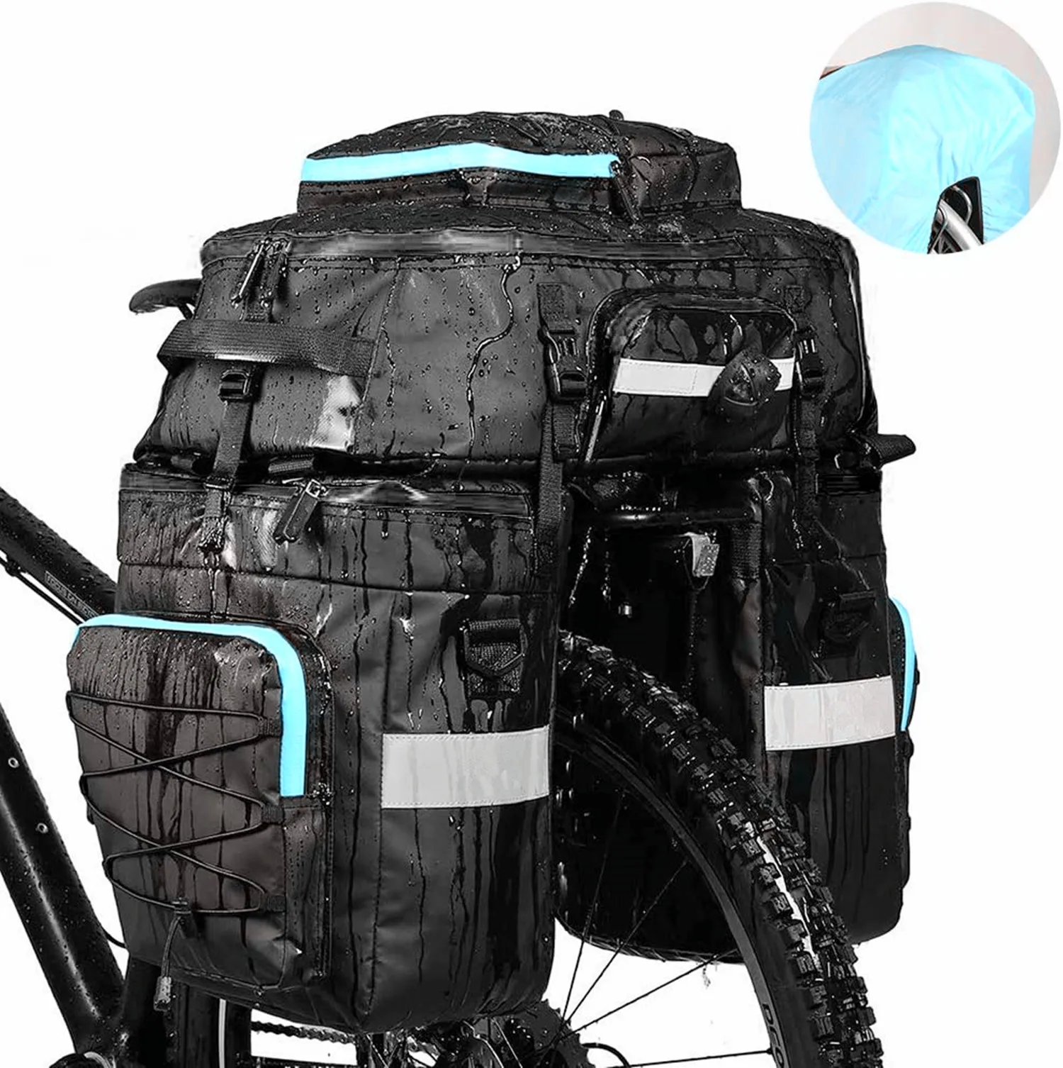 Водонепроницаемая сумка-седло для велосипеда, сумка через плечо с дождевиком для езды на велосипеде (3 в 1), сумка для велосипеда
