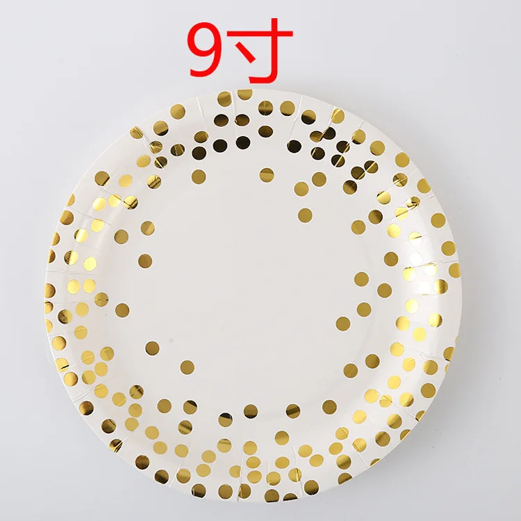 Gold Dot Napkins Disposable Tableware Paper Napkin Cups Knifes Forks Spoons Tablecloth Plates Straws for Wedding Birthday Party