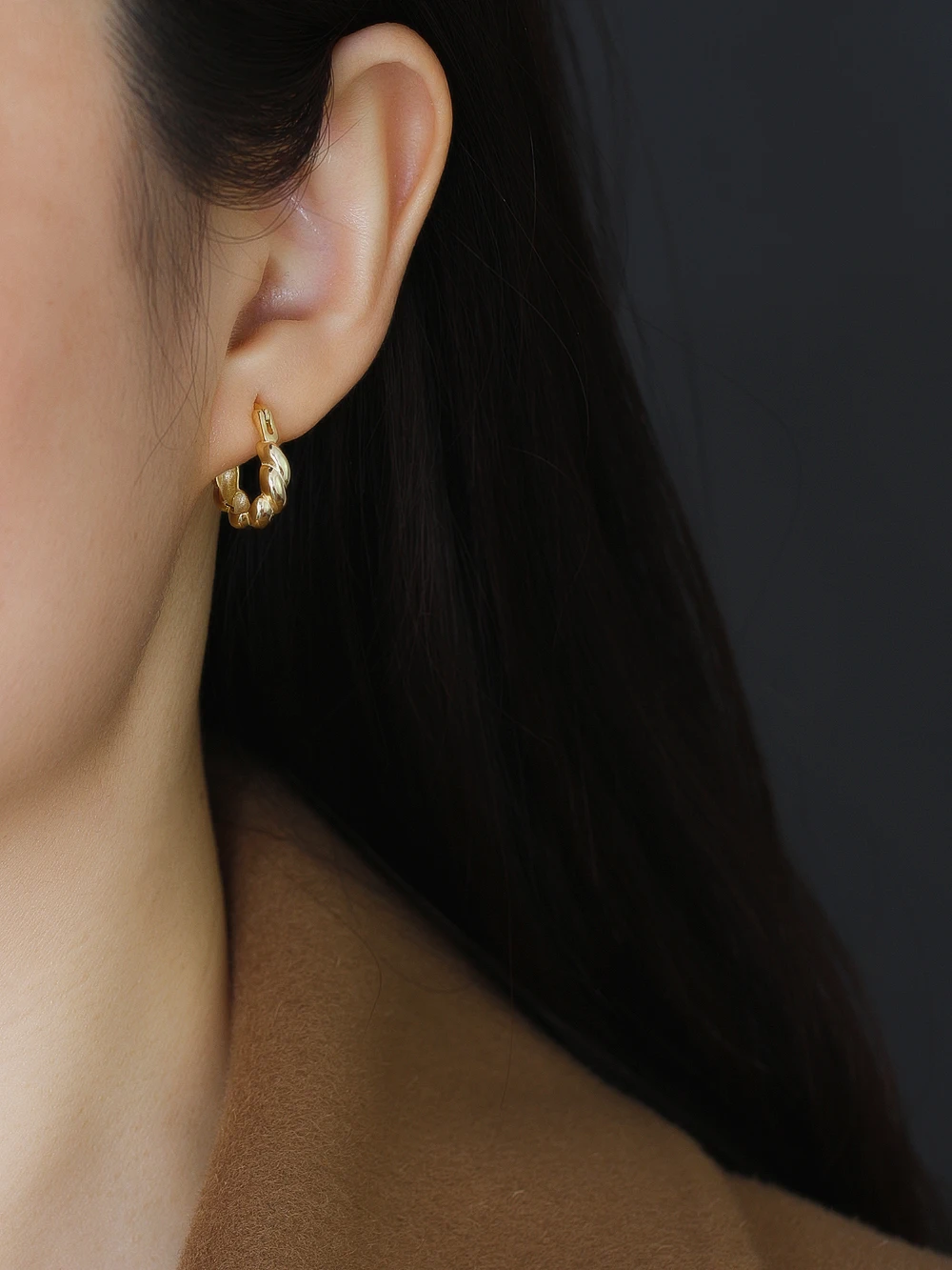 fashion jewelry 925 silver plain chunky chic twist hoop earrings gold plated sterling silver hoop earrings for women