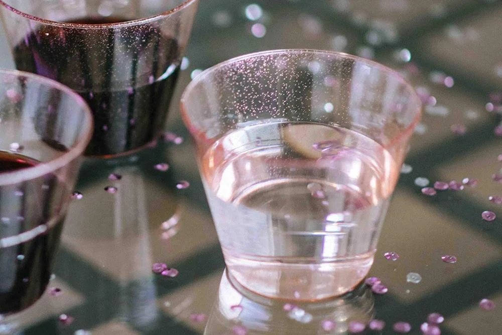 Rose Gold Powder Clear Plastic Cups