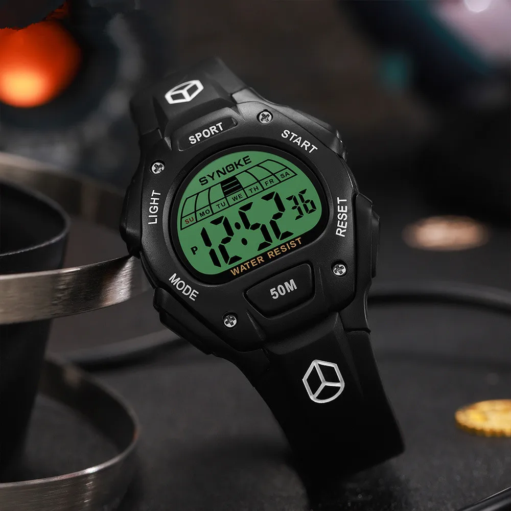 hot sale waterproof alarm multi-functional luminous sports watch for men fashion student electronic watch