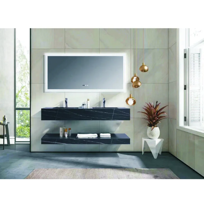 High Gloss Floating Bath Vanity Double Sink Vanity Customized Mirror Bathroom Cabinet