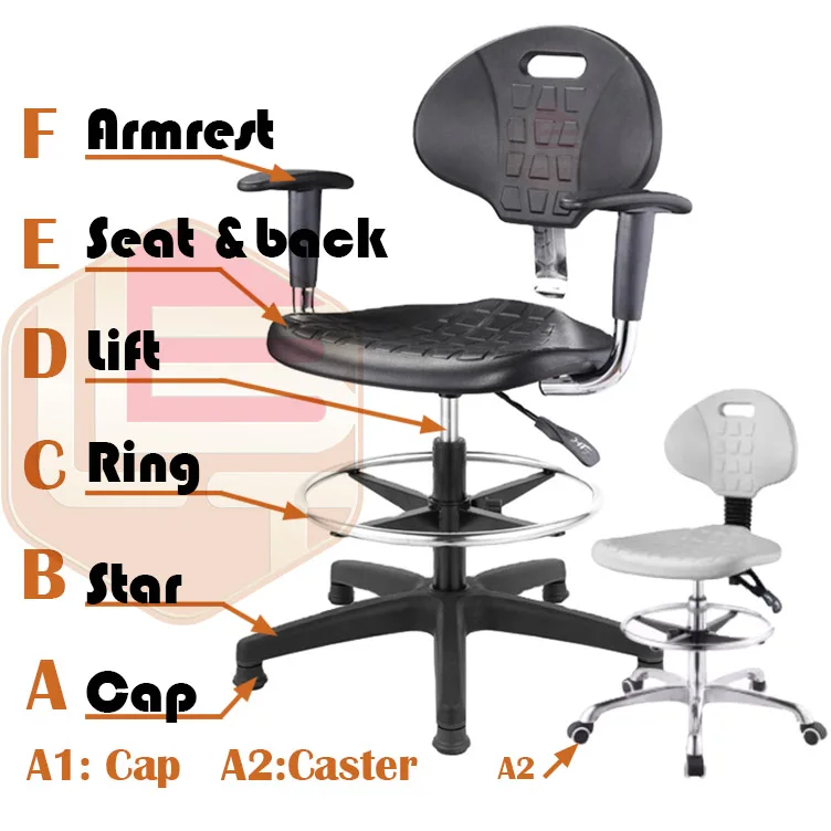 Lab Esd Chair Stool Pu Leather Metal Laboratory Antistatic Chair BY Foshan Laibote