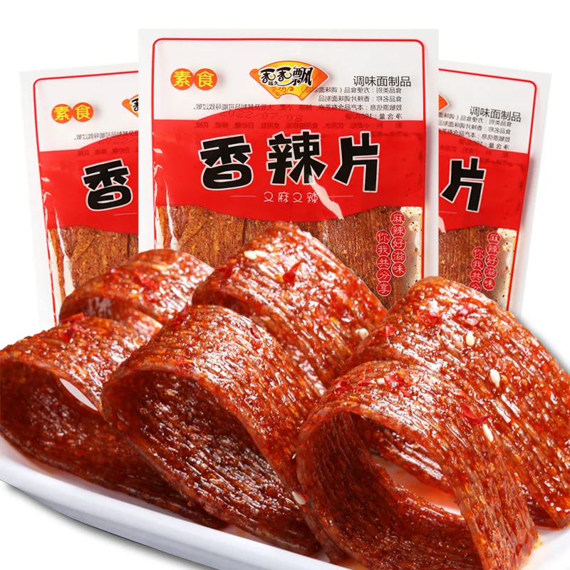 190g XiangXiangPiao Big Spicy Slice Chinese Snacks Strips Wheat Gluten Food Grain Products Exotic Snack Wholesale