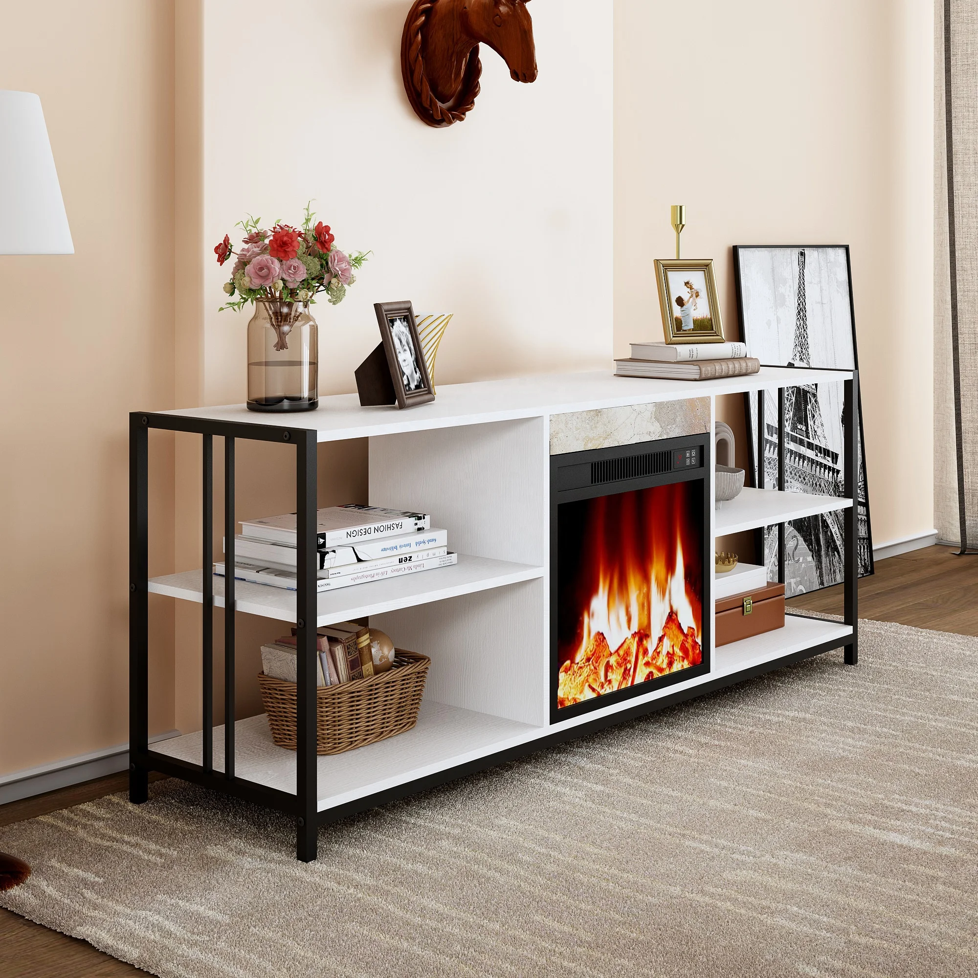 TV Unit Furniture with Fireplace TV Cabinet Modern Luxury Electric Fireplace TV Stand JHD22-70