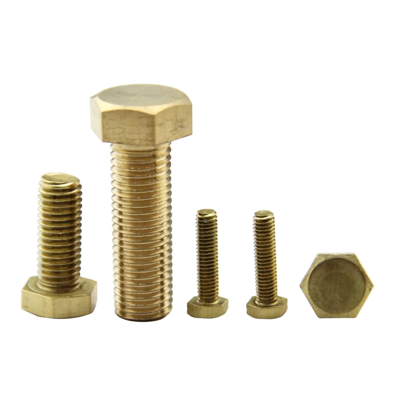 High Quality D933 brass Hex Head Bolts Flat Hex Head Full Thread Copper plated Brass  hex Bolts Hexagon Screws