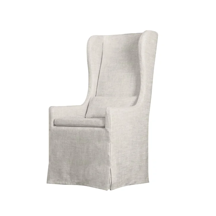 Новый обеденный стул из твердого дуба, современный серый льняной обеденный стул с высокой спинкой, стул с крыльями, диван