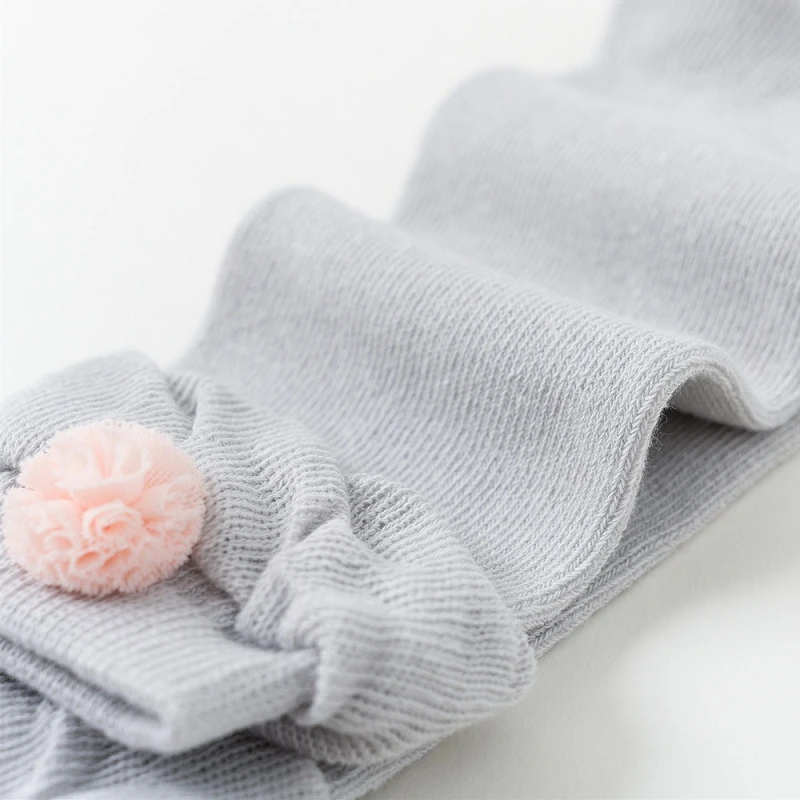 
Flower Pom Pom Lace Edge 0-3 Years Cotton Baby Knee High Socks Stockings 