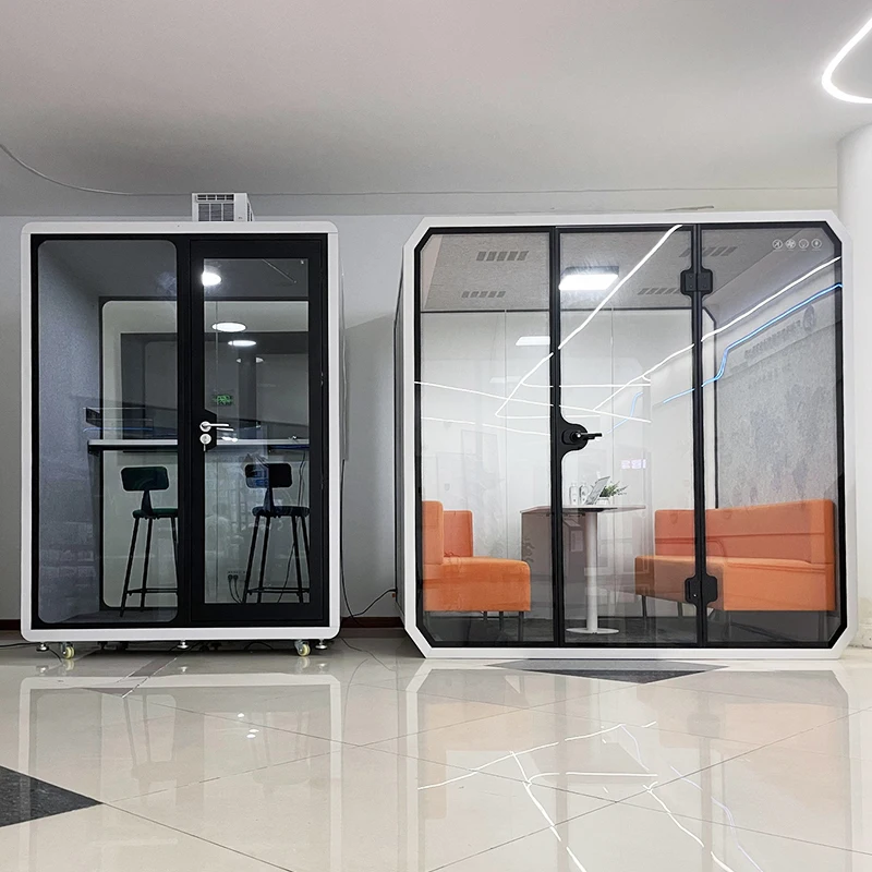 CYspace Popular Design Modern Soundproof Glass Wall 6 Persons Large Size Outdoor Office Pods Phone Booth Cabin House