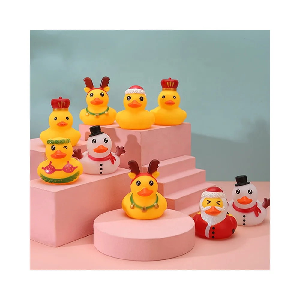 Christmas holiday yellow rubber ducks kids gift 2 inch small cute bath toy rubber ducks