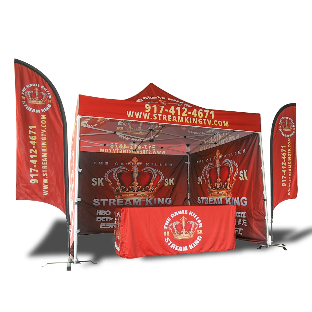 Красная фирменная палатка с рамкой 3x3