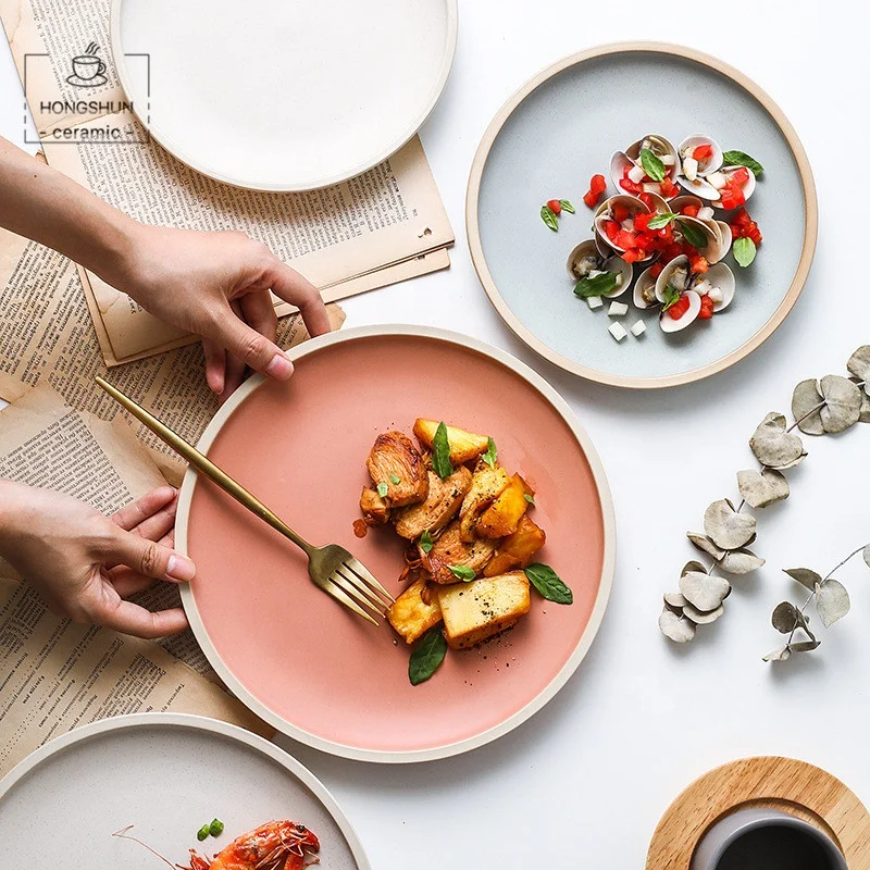 
Custom Ceramic Breakfast Plate Nordic Creative Simple Steak Plate Home Dish Plate 