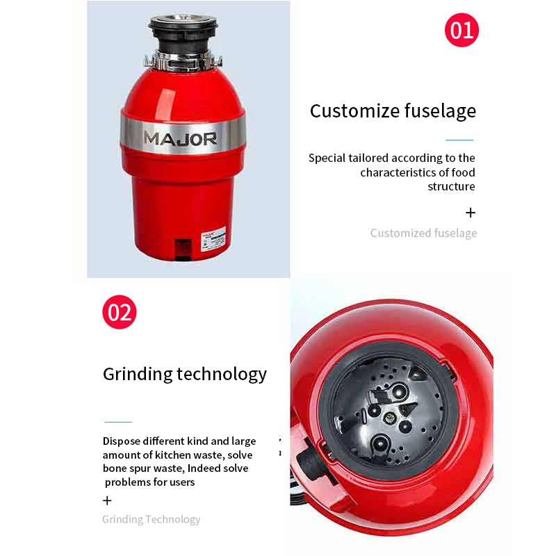 Home Kitchen Bone Crusher Disposer Waste Food Shredder Kitchen Garbage Disposal Processor remote controller