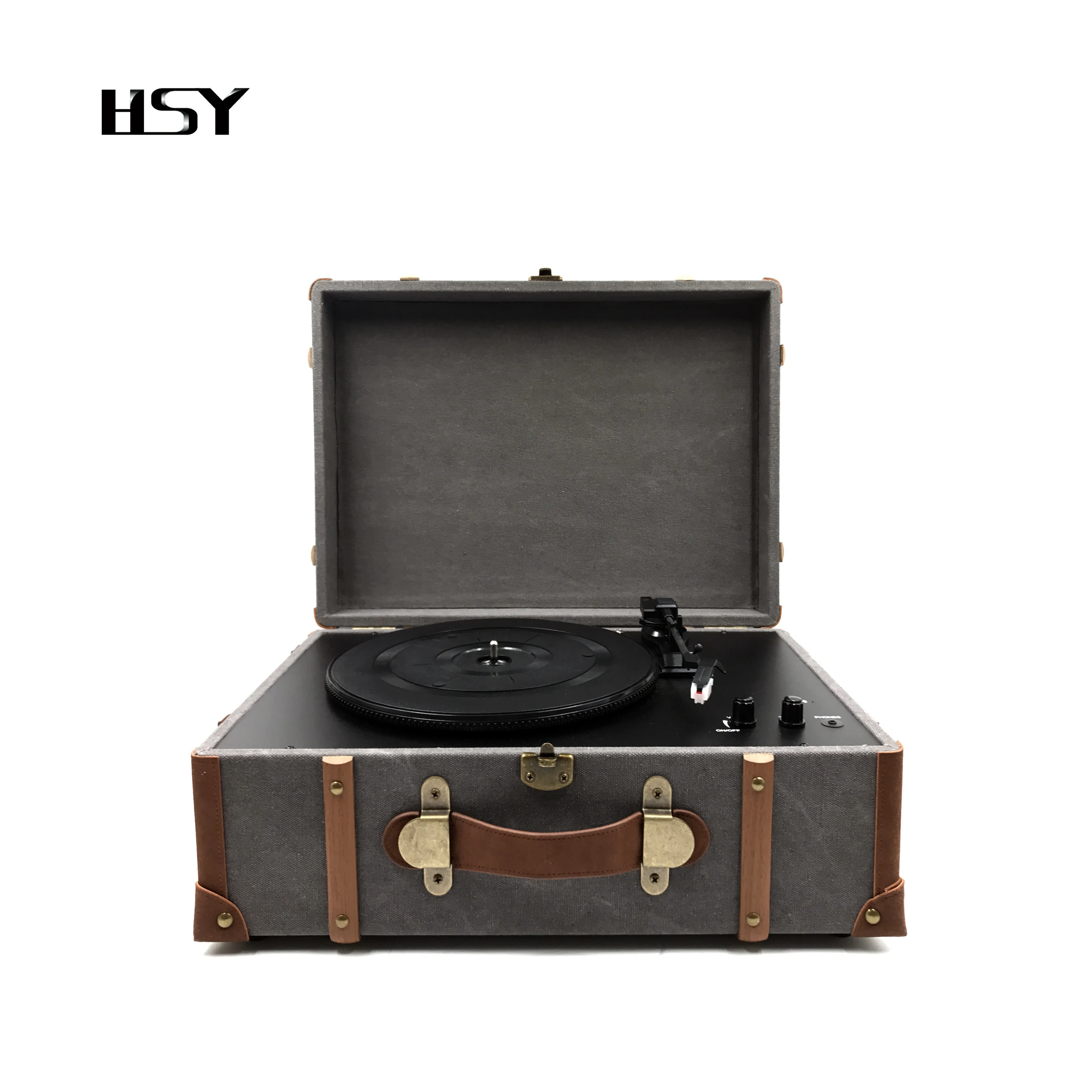 • Ткань модного классического и деревянный чемодан 3-скоростной граммофон Проигрыватель