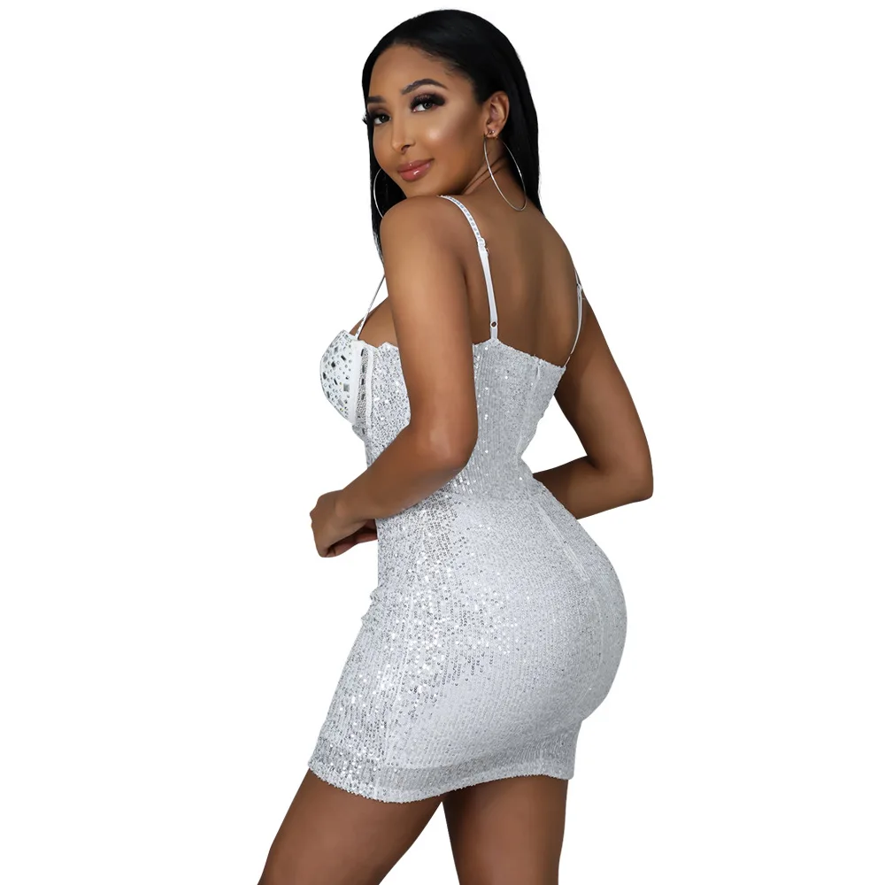 Женское Сетчатое платье из полиэстера, летнее сексуальное платье с блестками для ночных клубов и вечеринок, женская одежда, платье